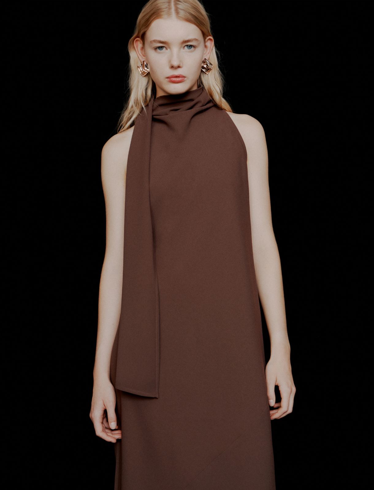 Abito longuette in envers satin - MARRONE - Marella - 5