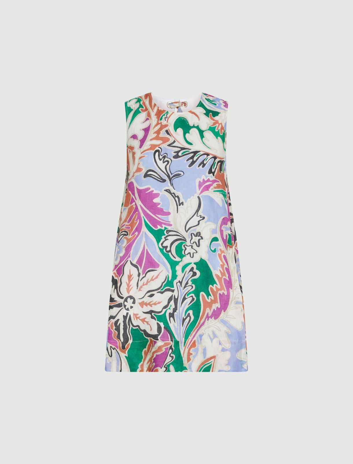 Robe sans manches en lin imprimé - ORANGE - Marella