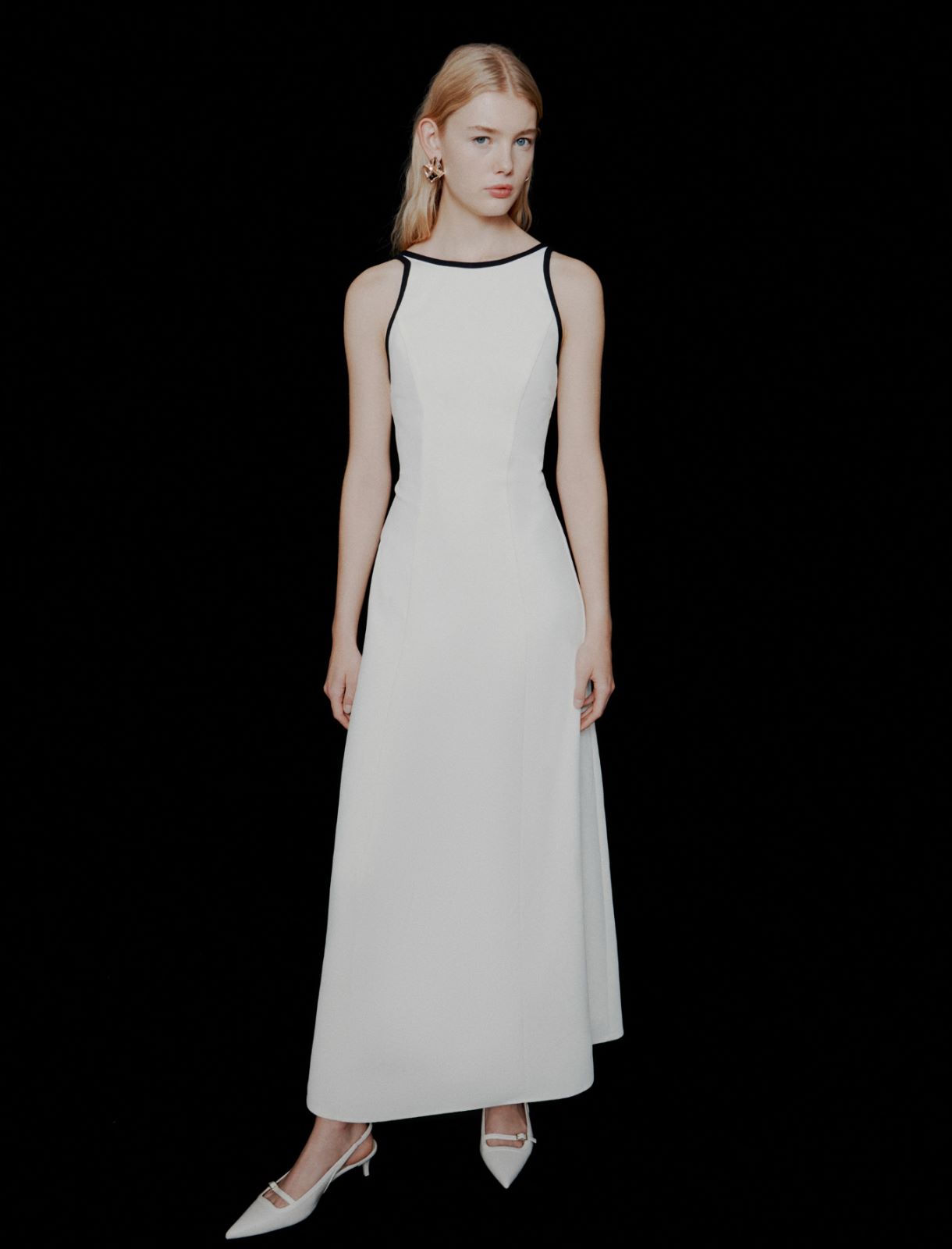 Envers satin backless dress - Wool white - Marella - 2