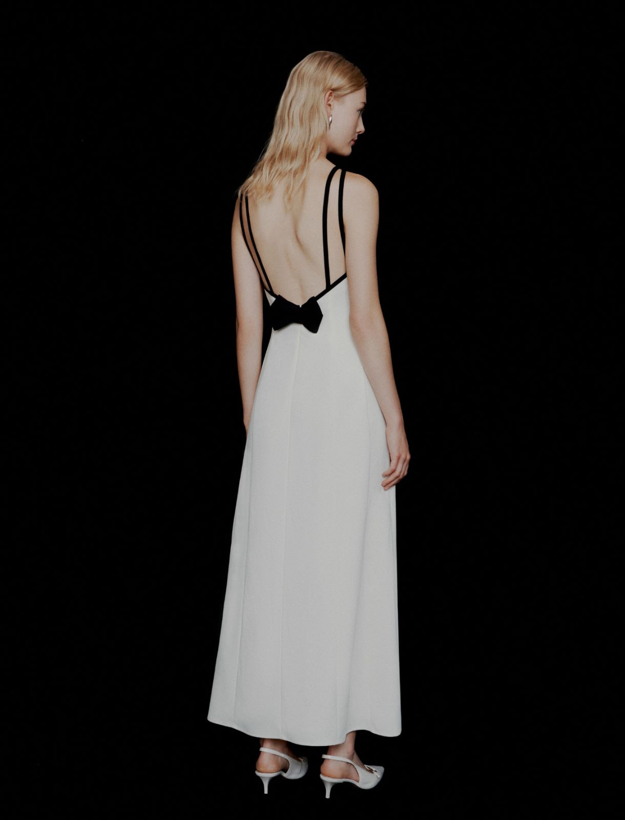 Envers satin backless dress - Wool white - Marella - 3