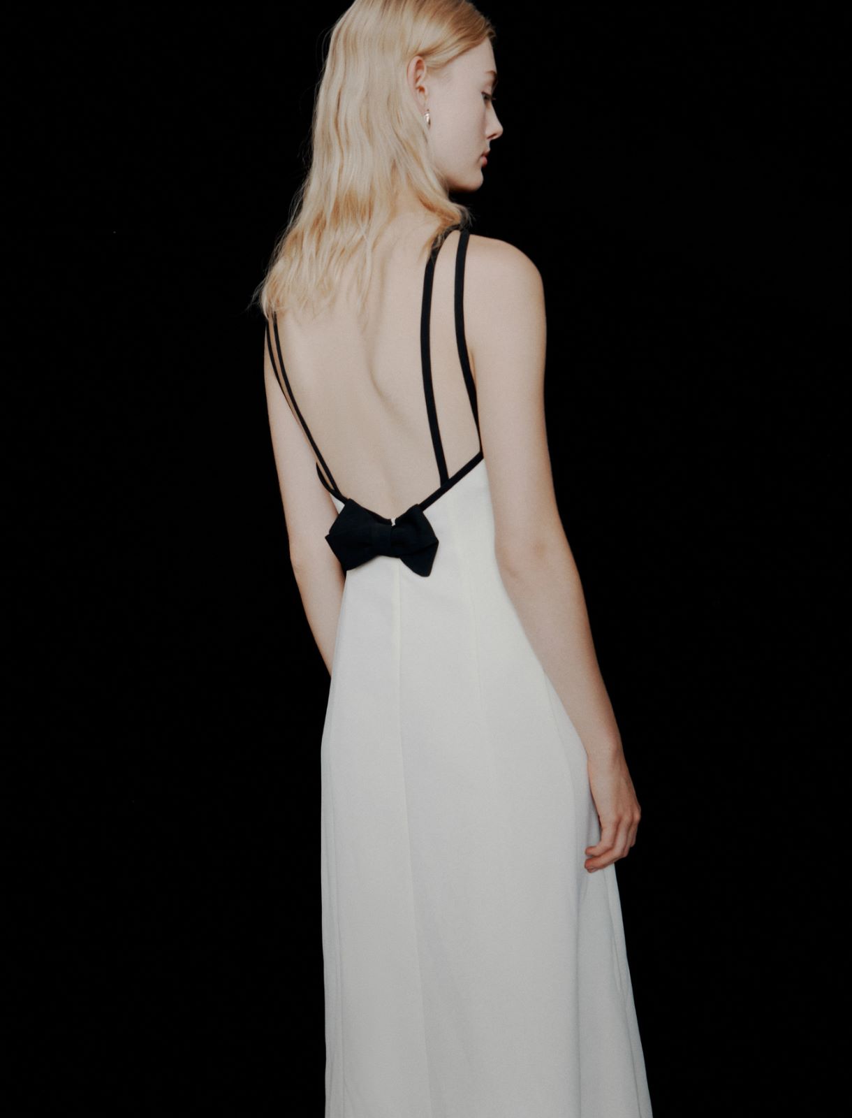 Envers satin backless dress - Wool white - Marella - 4