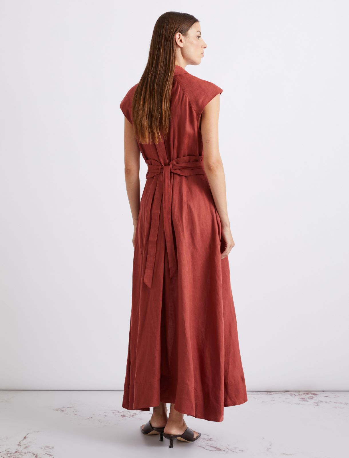 Szmizjerka z czystego lnu - CEGLASTOCZERWONY - Marella - 3