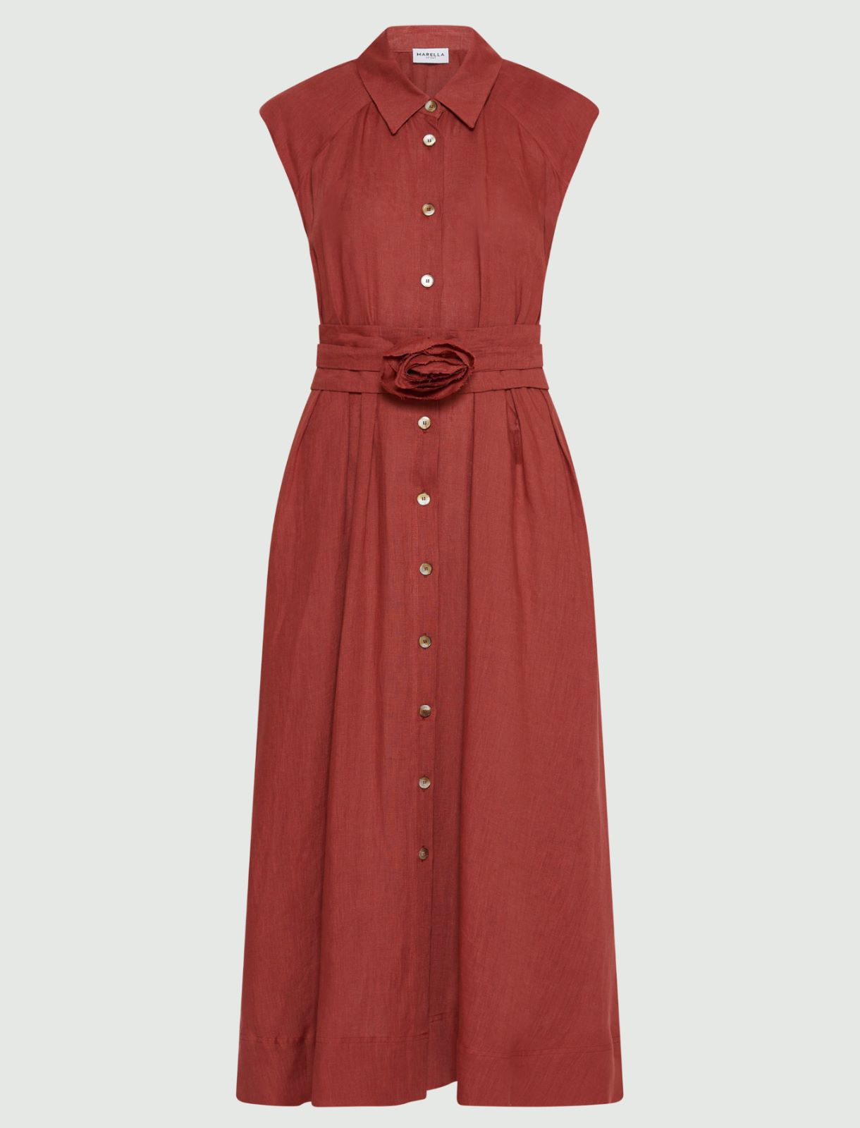 Szmizjerka z czystego lnu - CEGLASTOCZERWONY - Marella