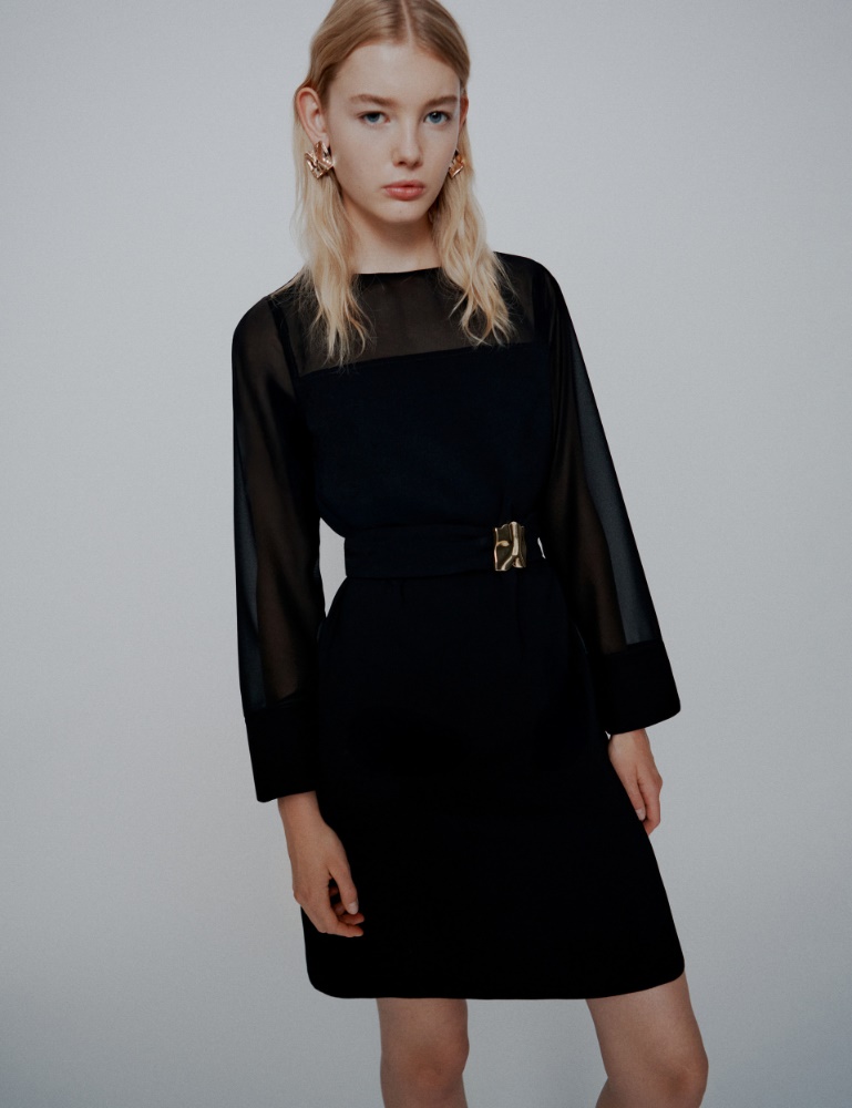 Abito con cintura in envers satin e georgette - Marella