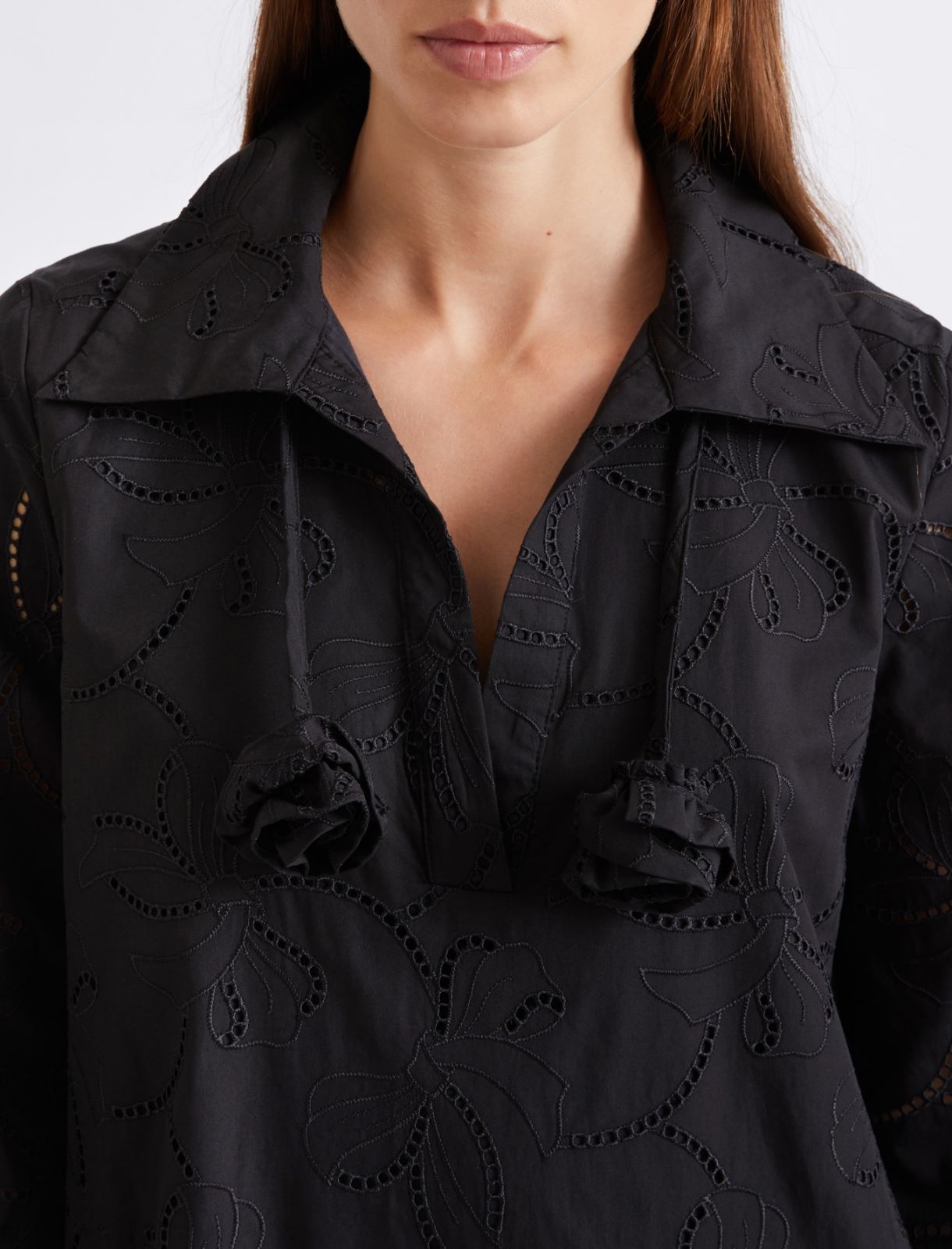 Broderie anglaise poplin dress - BLACK - Marella - 5