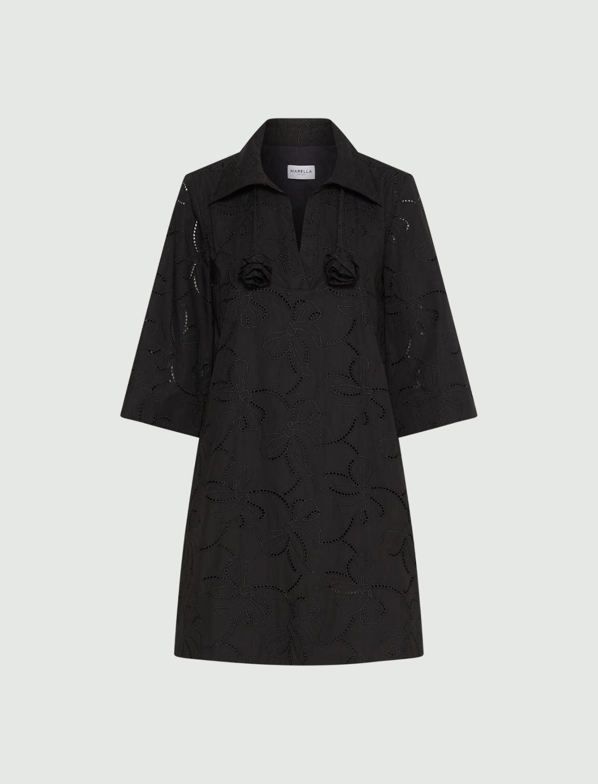 Broderie anglaise poplin dress - BLACK - Marella