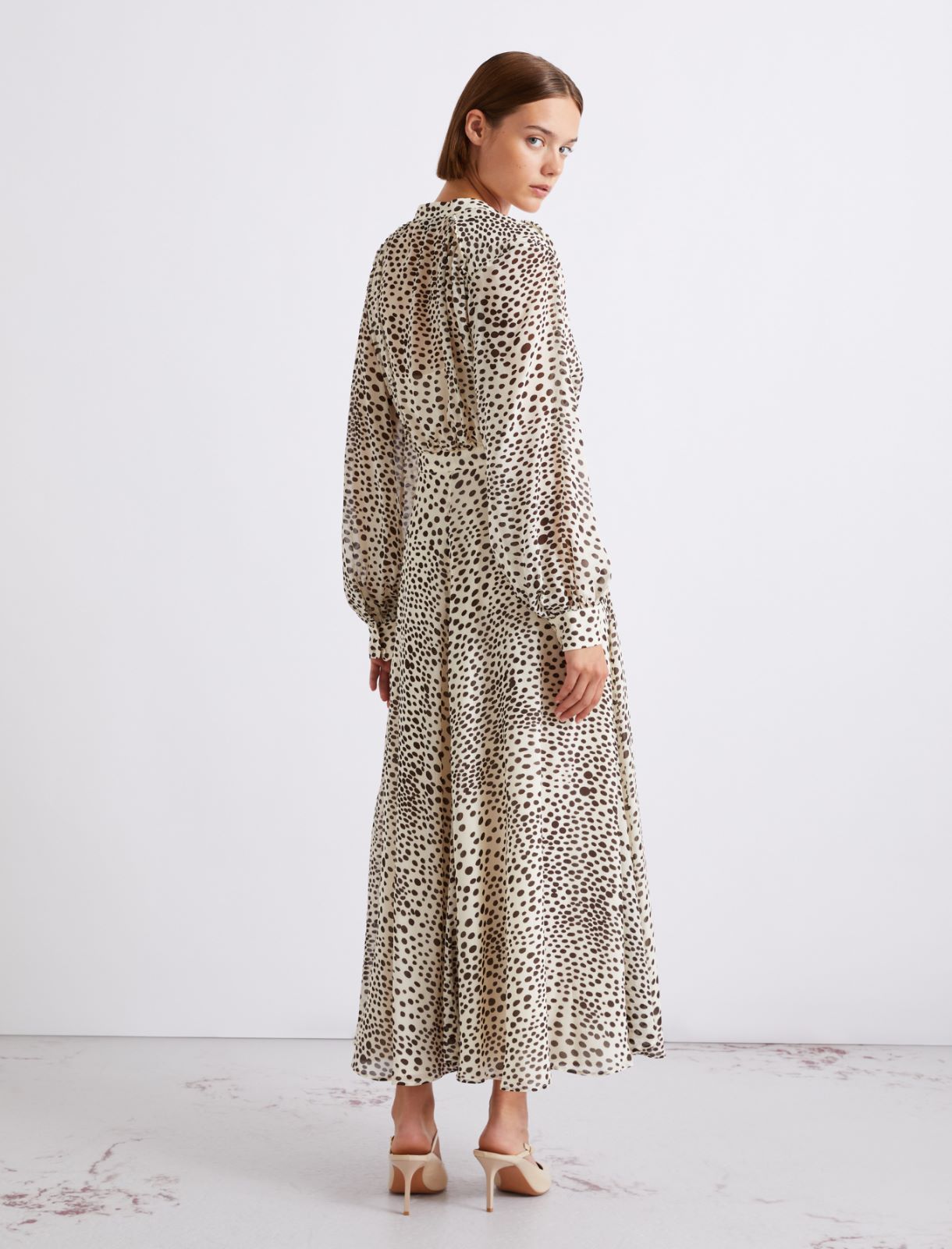 Chemisier lungo in georgette stampata - Panna - Marella - 3