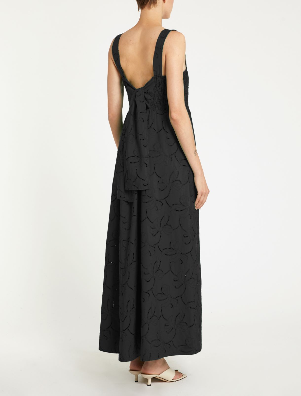 Fit-and-flare cut dress in poplin with broderie anglaise - BLACK - Marella - 2