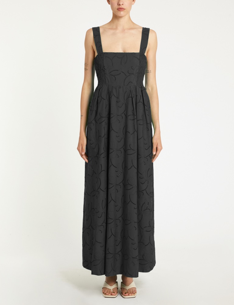 Fit-and-flare cut dress in poplin with broderie anglaise - Marella