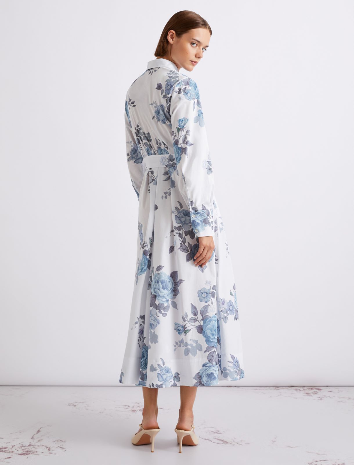 Chemise en popeline de coton stretch - AZURE - Marella - 3