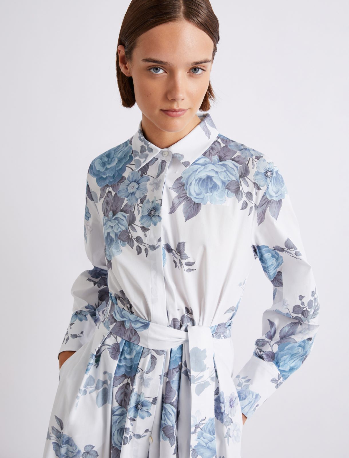 Chemise en popeline de coton stretch - AZURE - Marella - 5