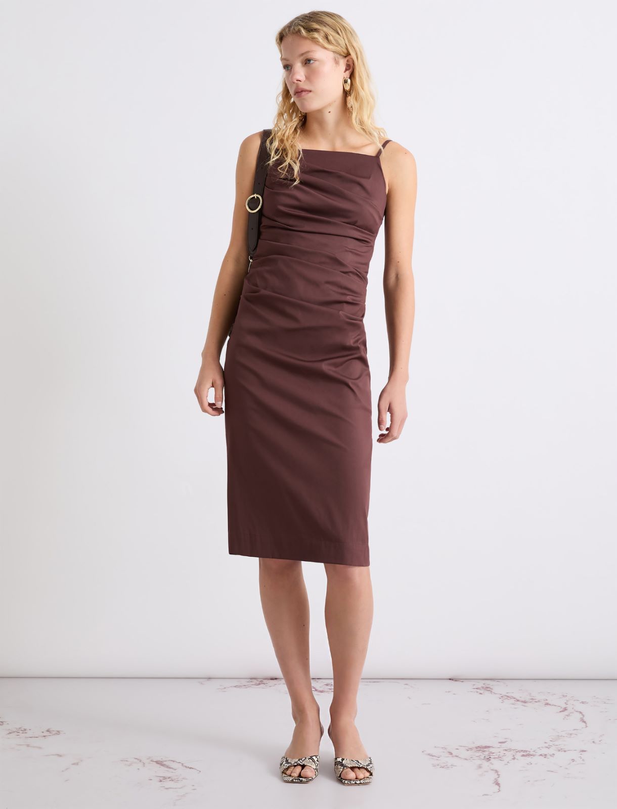 Etuikleid aus Stretch-Popeline - BRAUN - Marella - 2