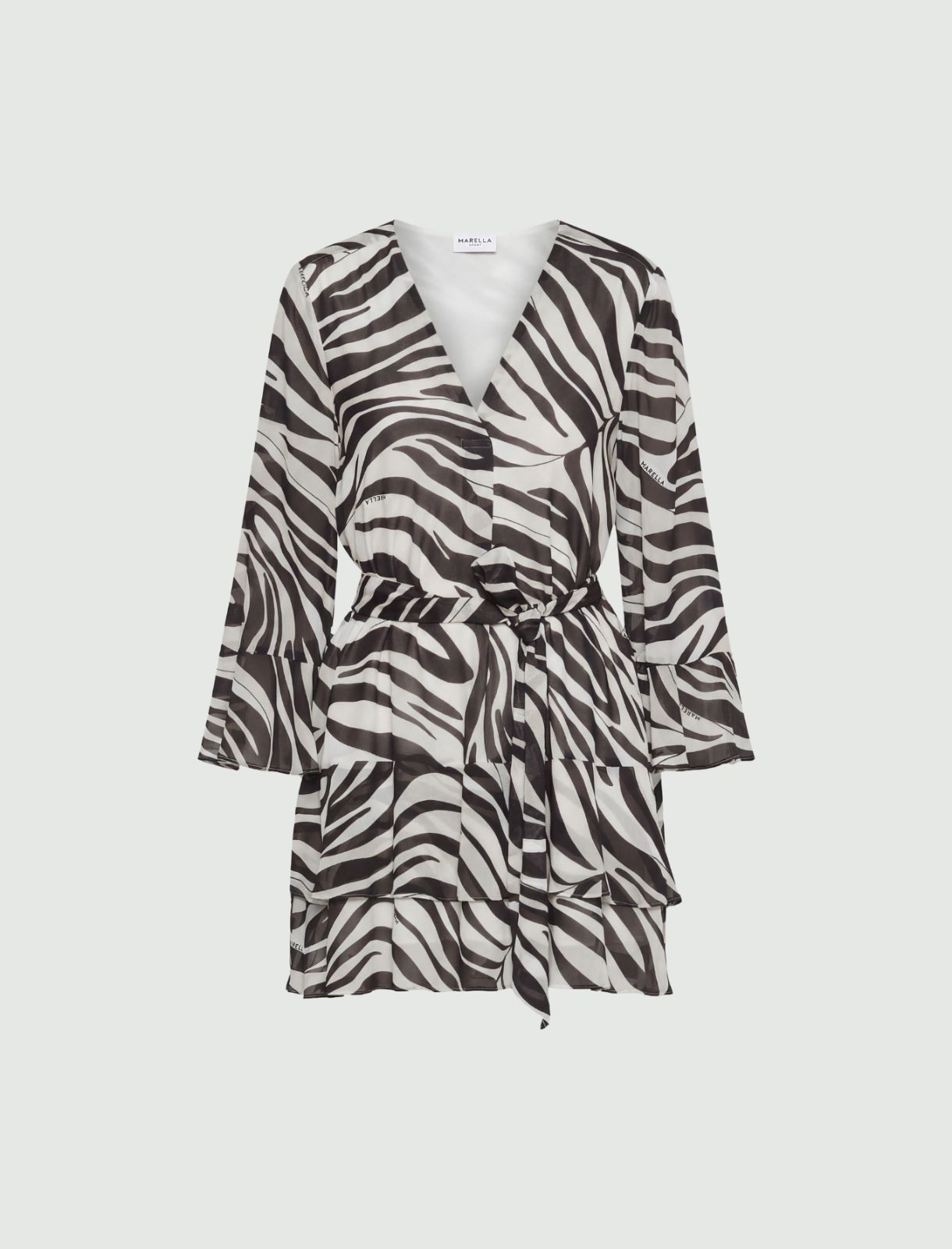 Abito con balze in georgette di viscosa - NERO - Marella