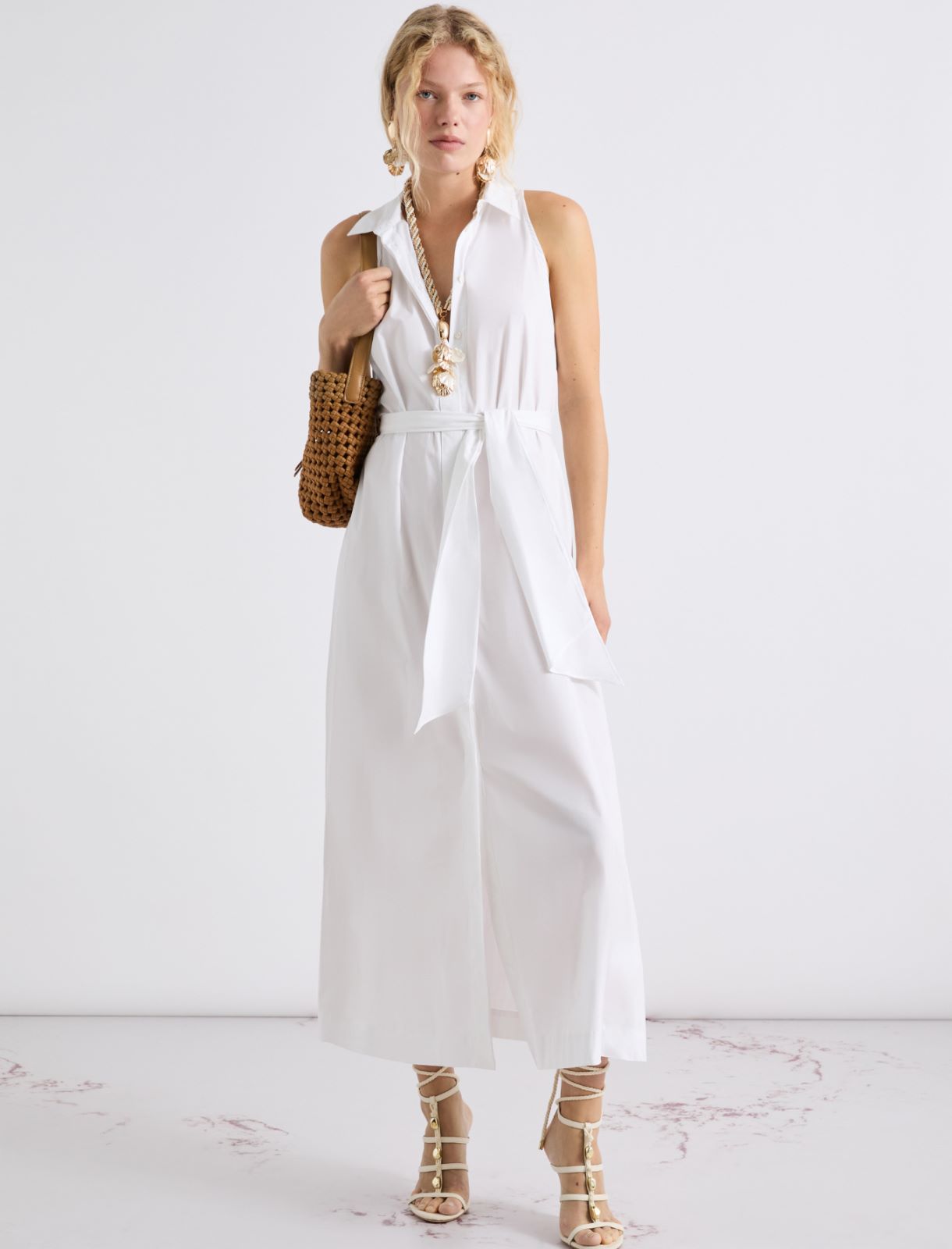 Ausgestelltes Kleid aus Popeline - WEISS - Marella - 2