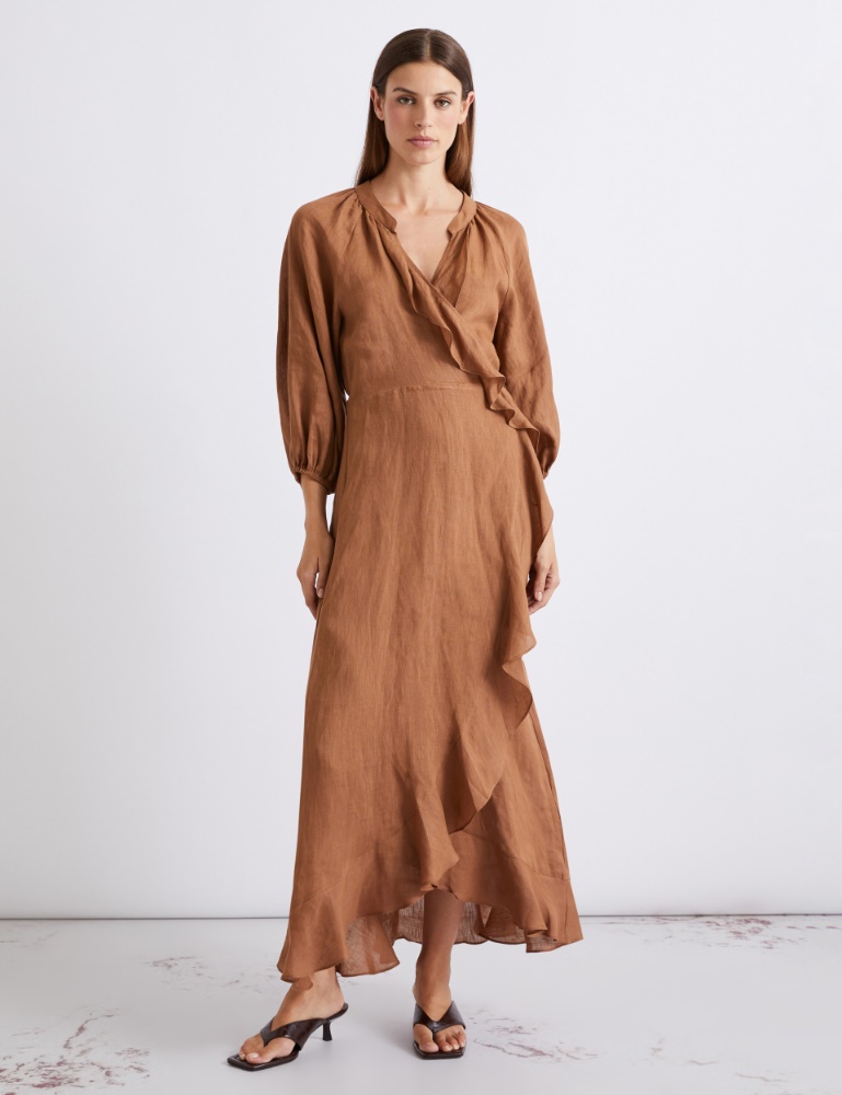 Wickelleid aus Leinen in Midilänge - Marella