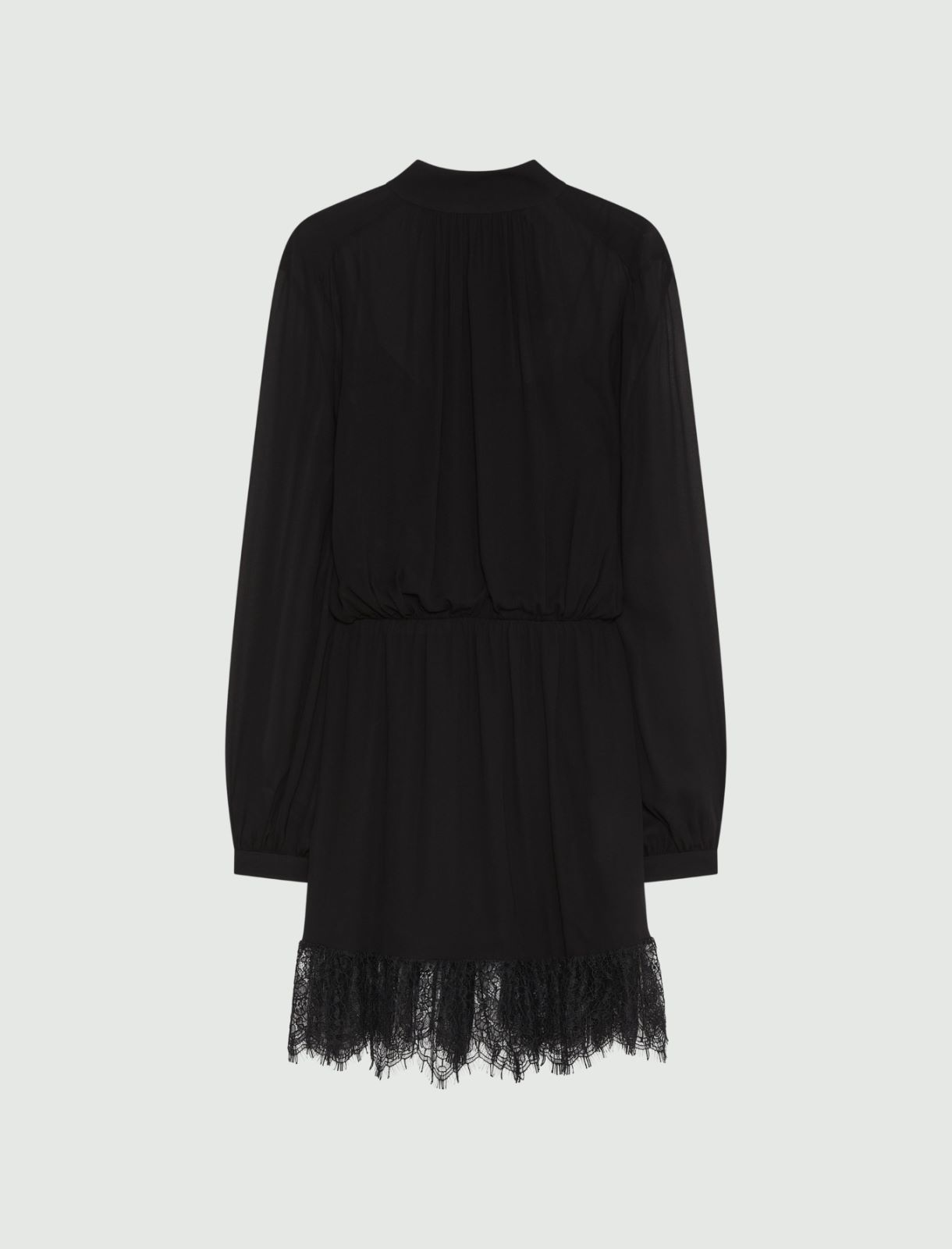 Georgette and lace dress - BLACK - Marella