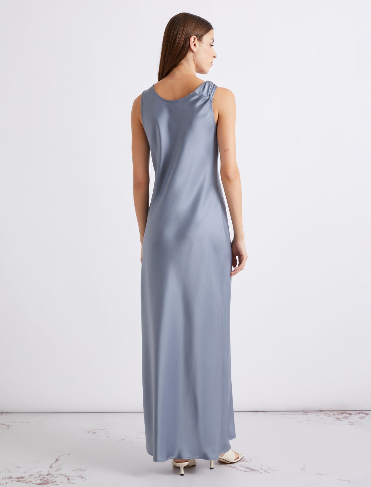 Kleid mit Trägern aus Satin - AZURBLAU - Marella - 3