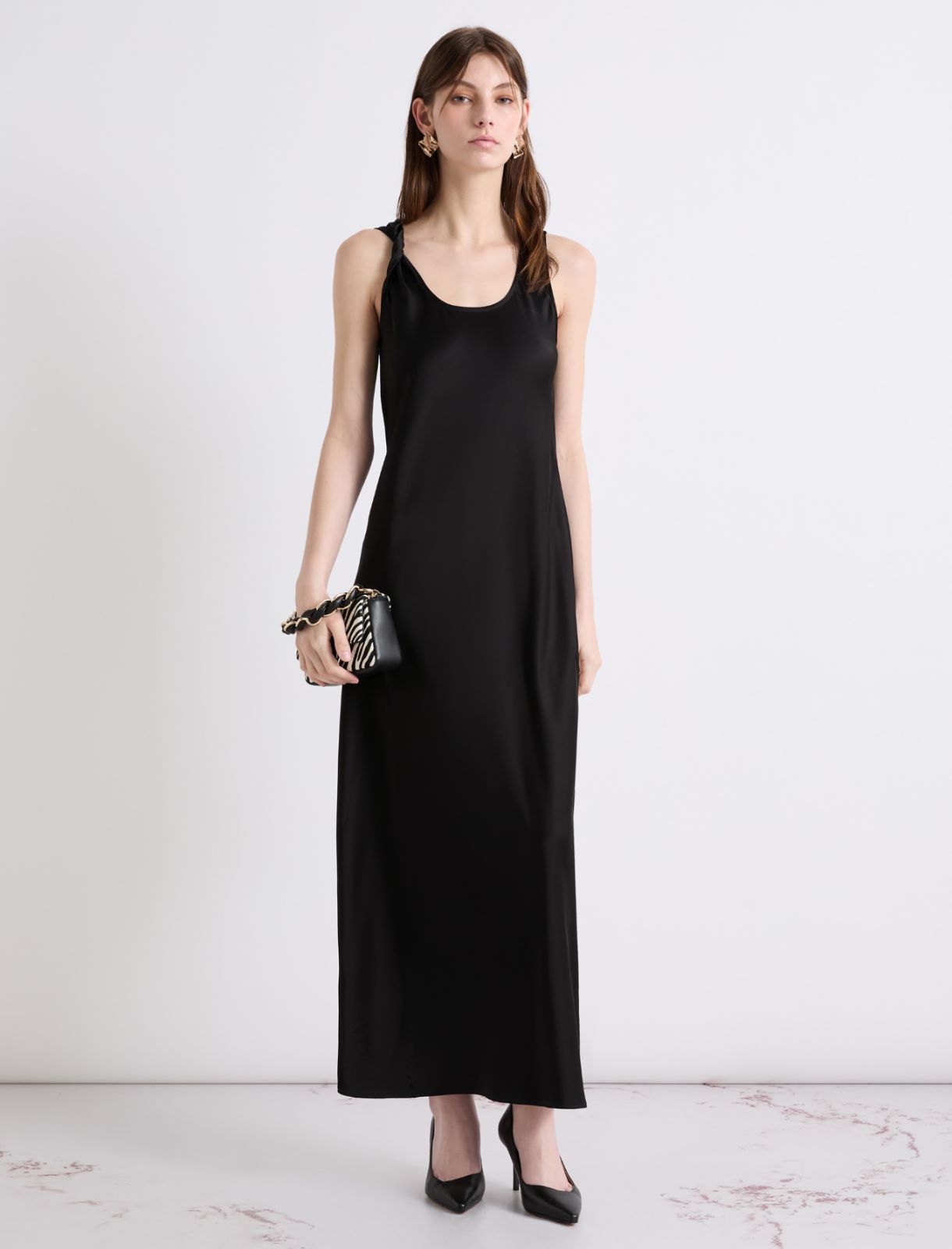 Strappy satin dress - BLACK - Marella - 2