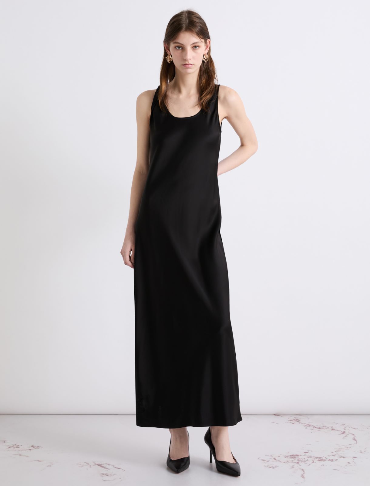 Strappy satin dress - BLACK - Marella - 4