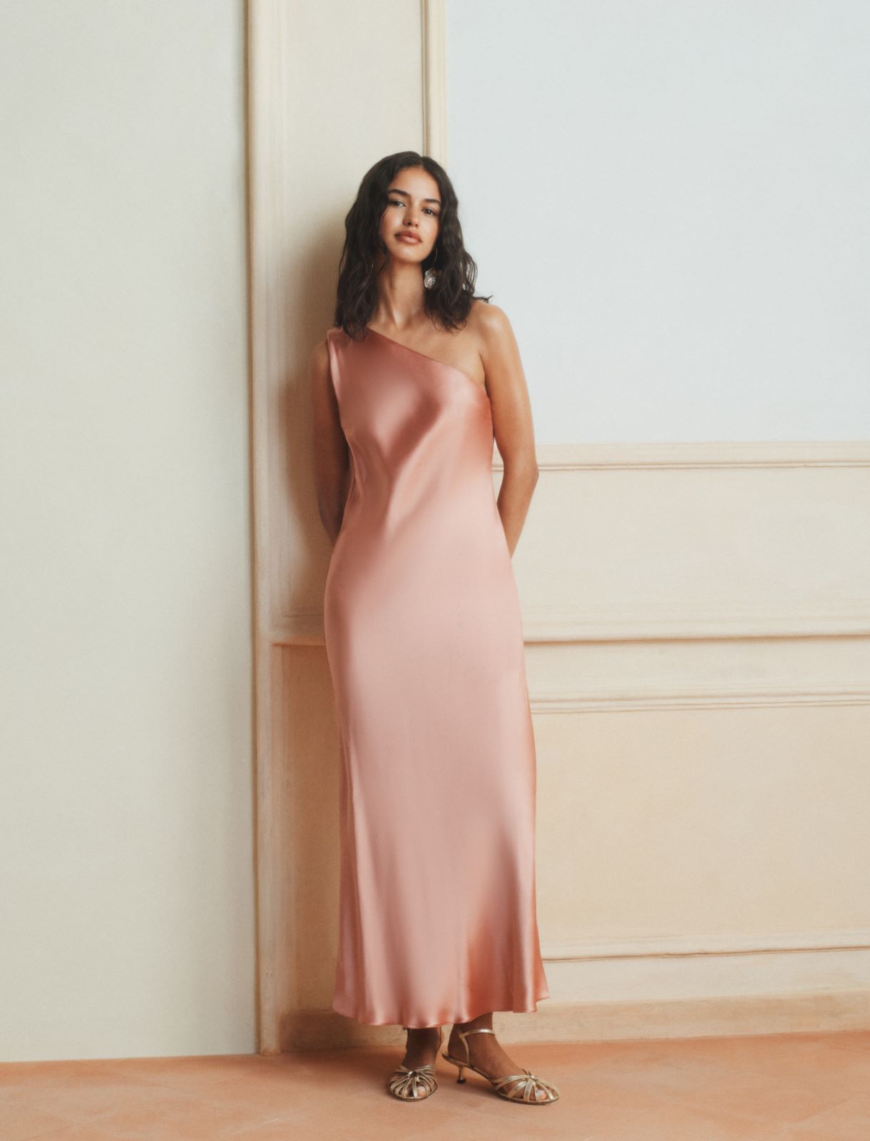 Satin one-shoulder dress - PINK - Marella - 2