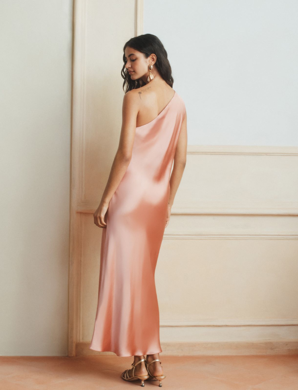 Satin one-shoulder dress - PINK - Marella - 3