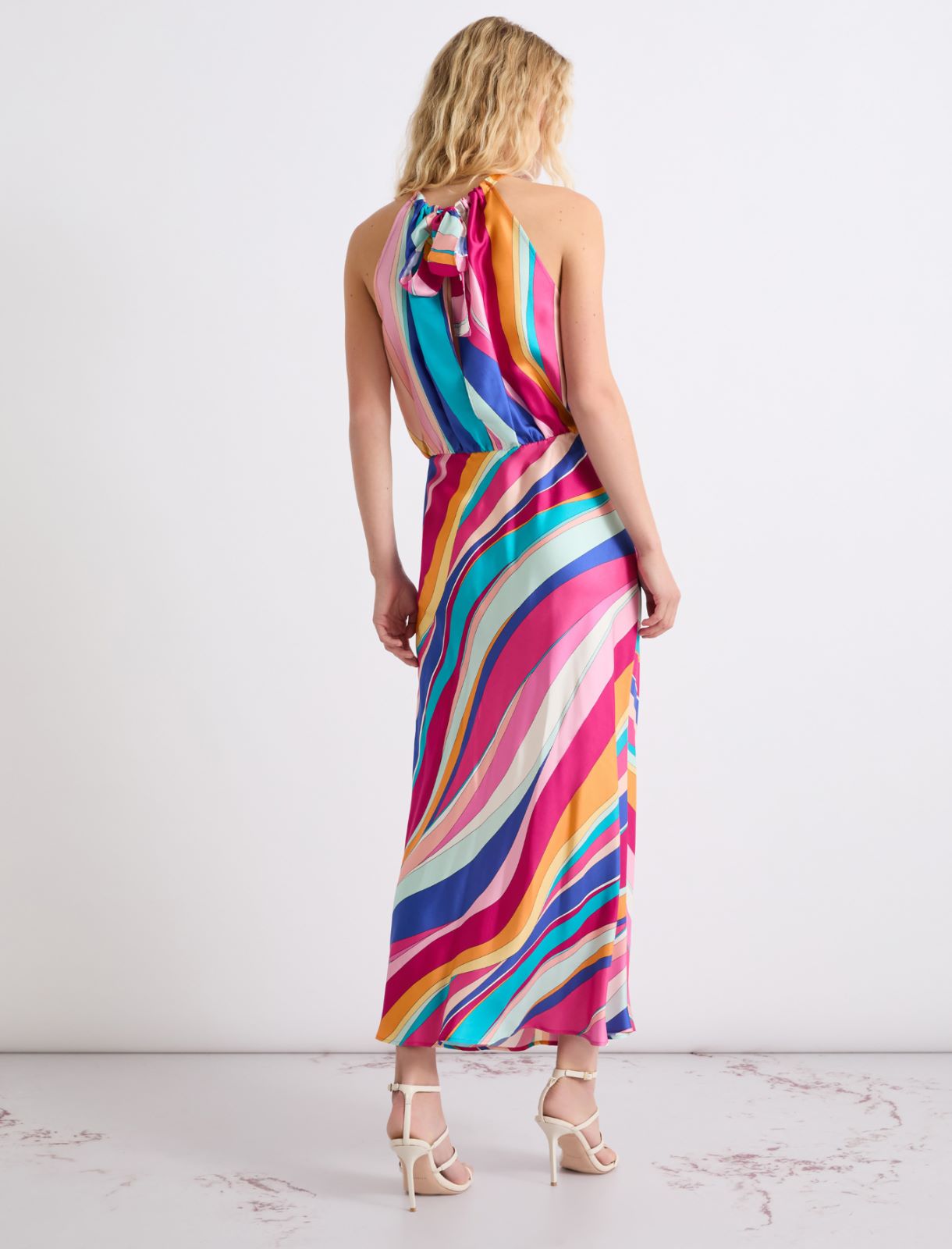 Langes Kleid aus Seidentwill - FUCHSIE - Marella - 3