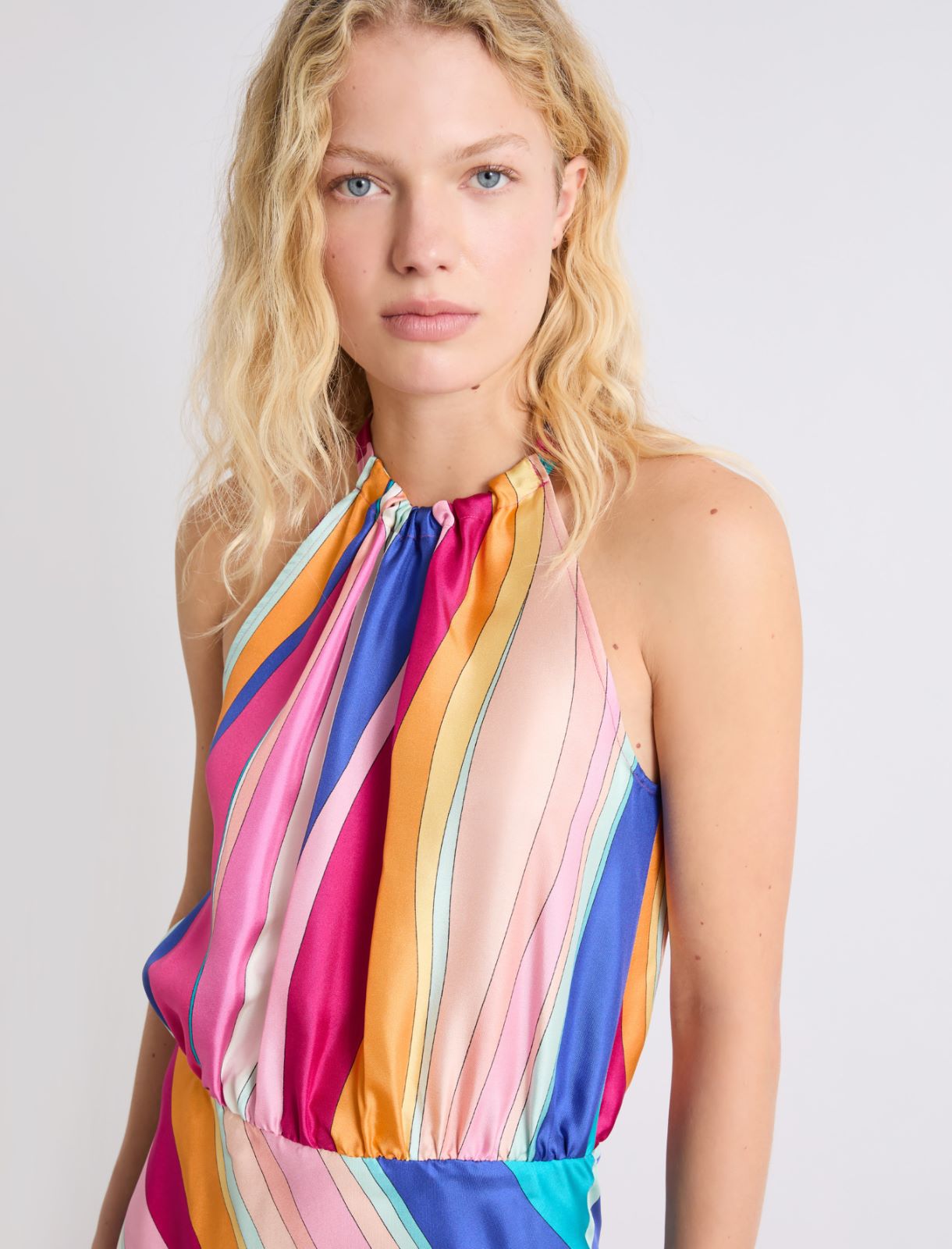 Langes Kleid aus Seidentwill - FUCHSIE - Marella - 5