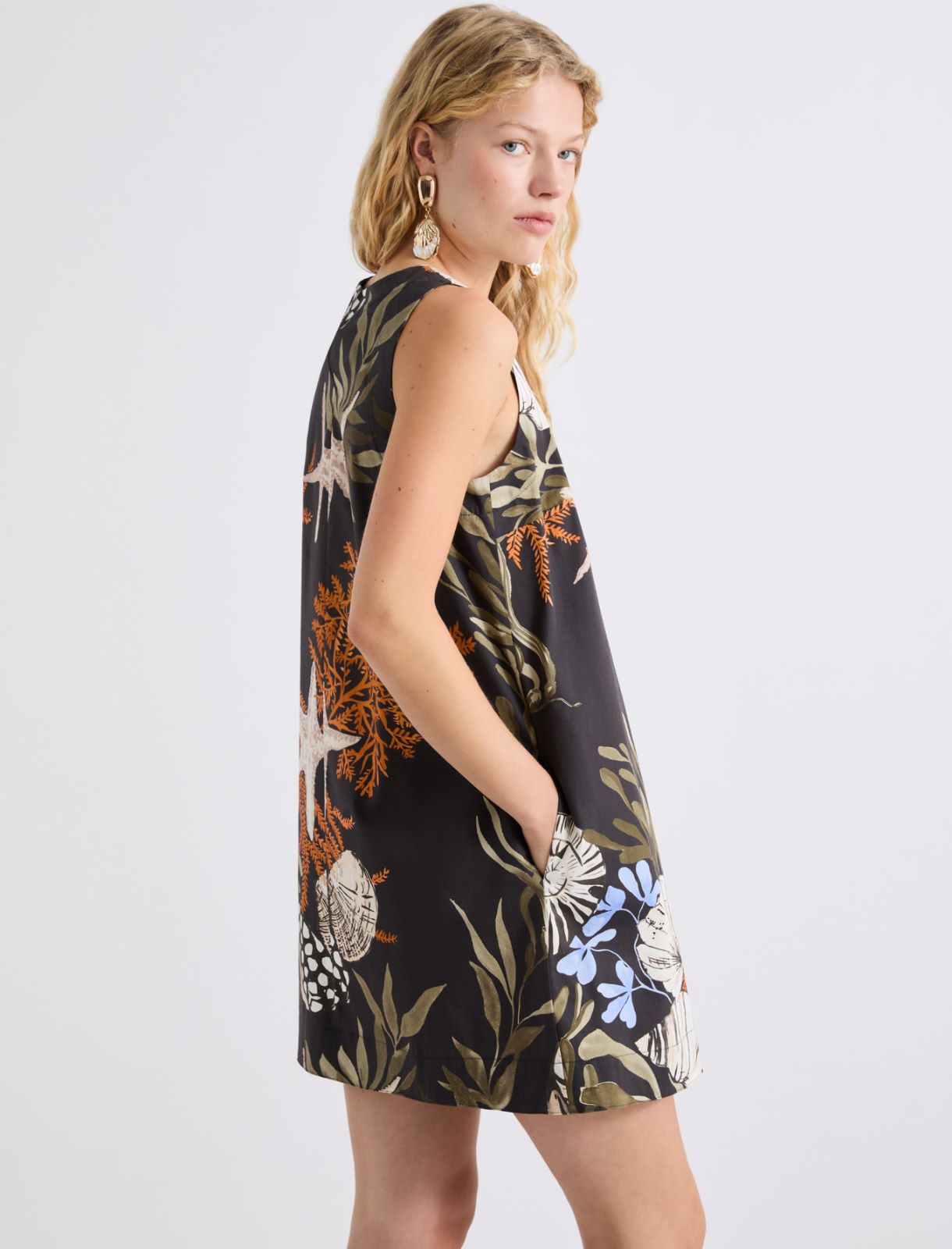 Sleeveless poplin dress - BLACK - Marella - 3