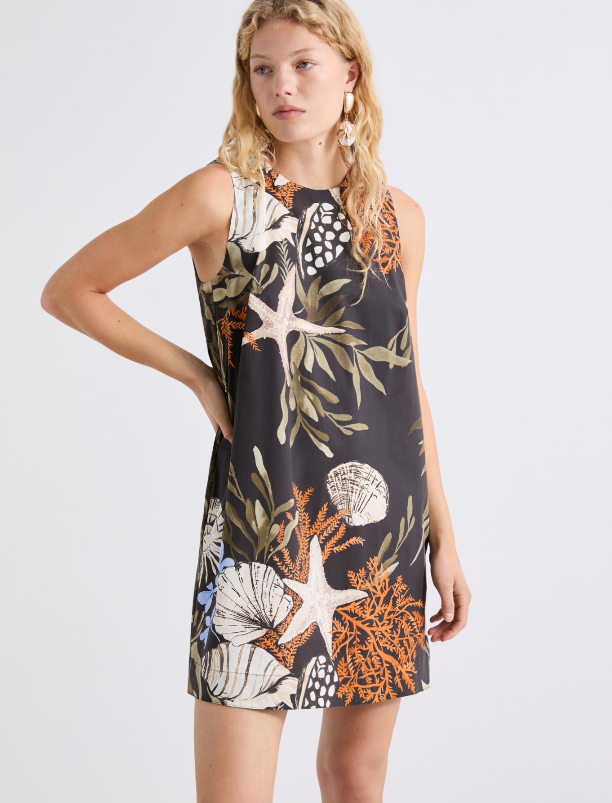 Sleeveless poplin dress - BLACK - Marella - 4