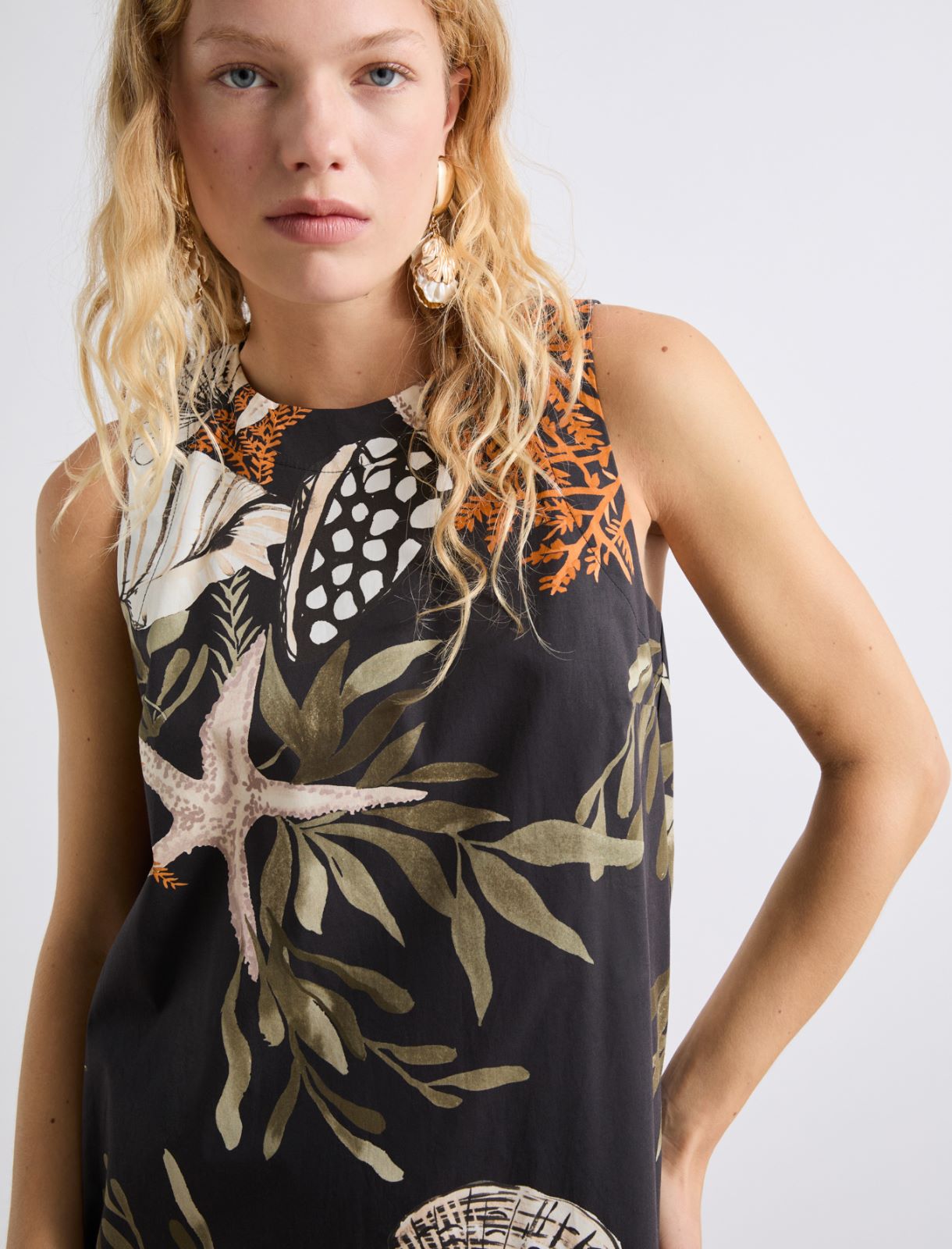 Sleeveless poplin dress - BLACK - Marella - 5