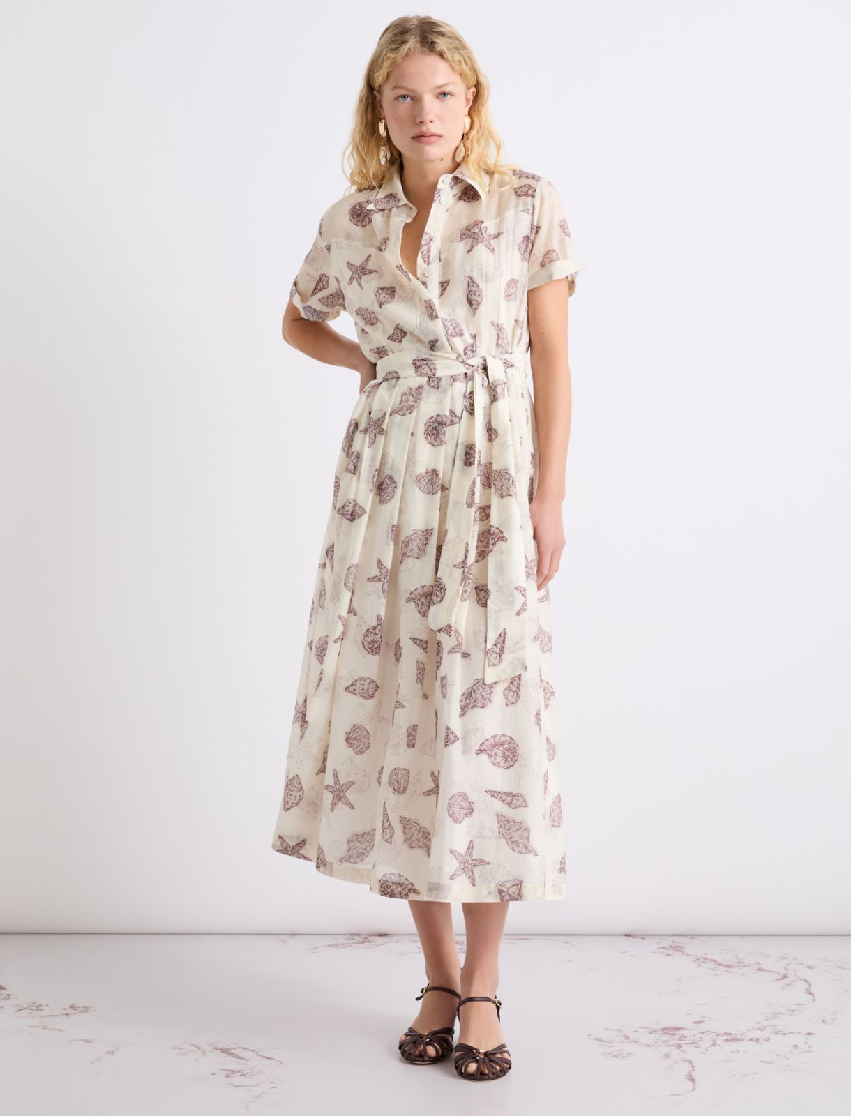 Robe en voile de coton et soie - BLANC LAINE - Marella - 4