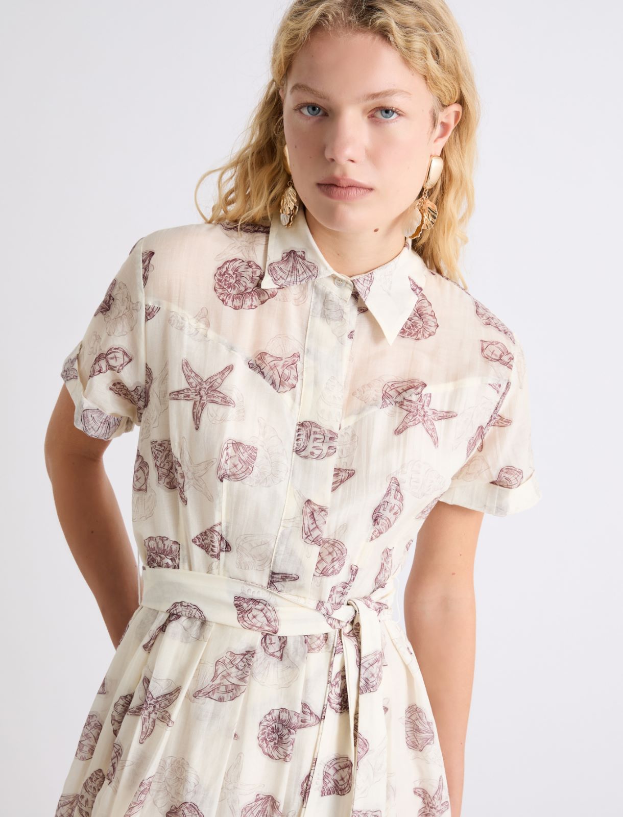 Robe en voile de coton et soie - BLANC LAINE - Marella - 5