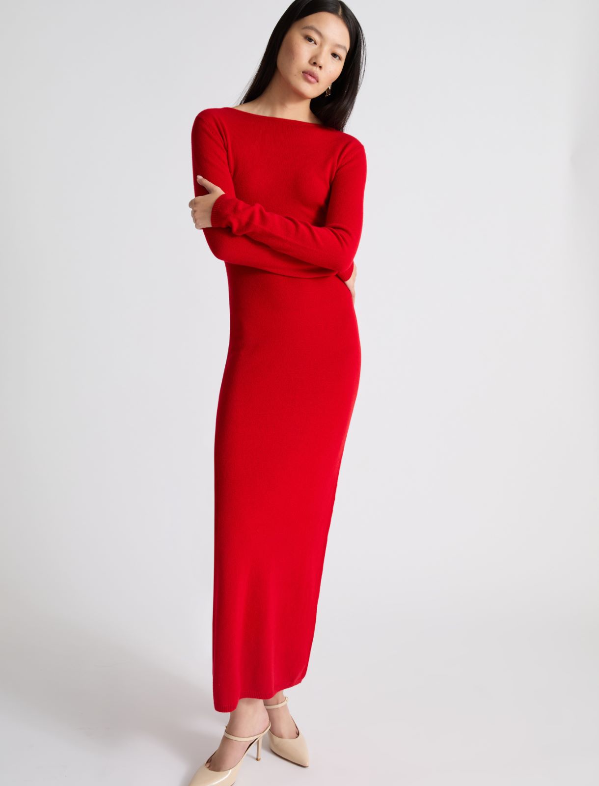 Slim-fit cashmere dress - RED - Marella - 4