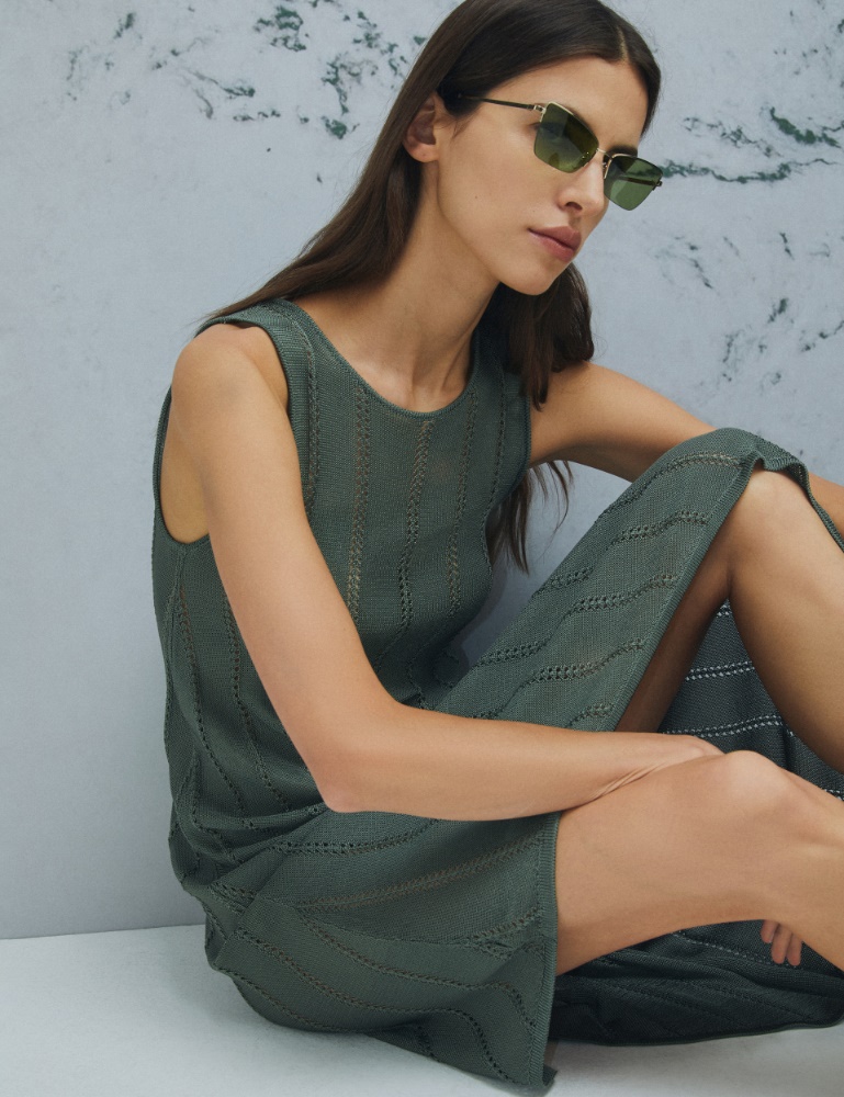 Asymetryczna dzianinowa sukienka z ażurem - Marella