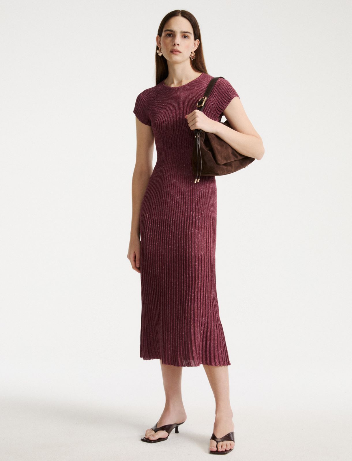 Sukienka z dzianiny z lureksem - HORTENSJOWY - Marella - 2