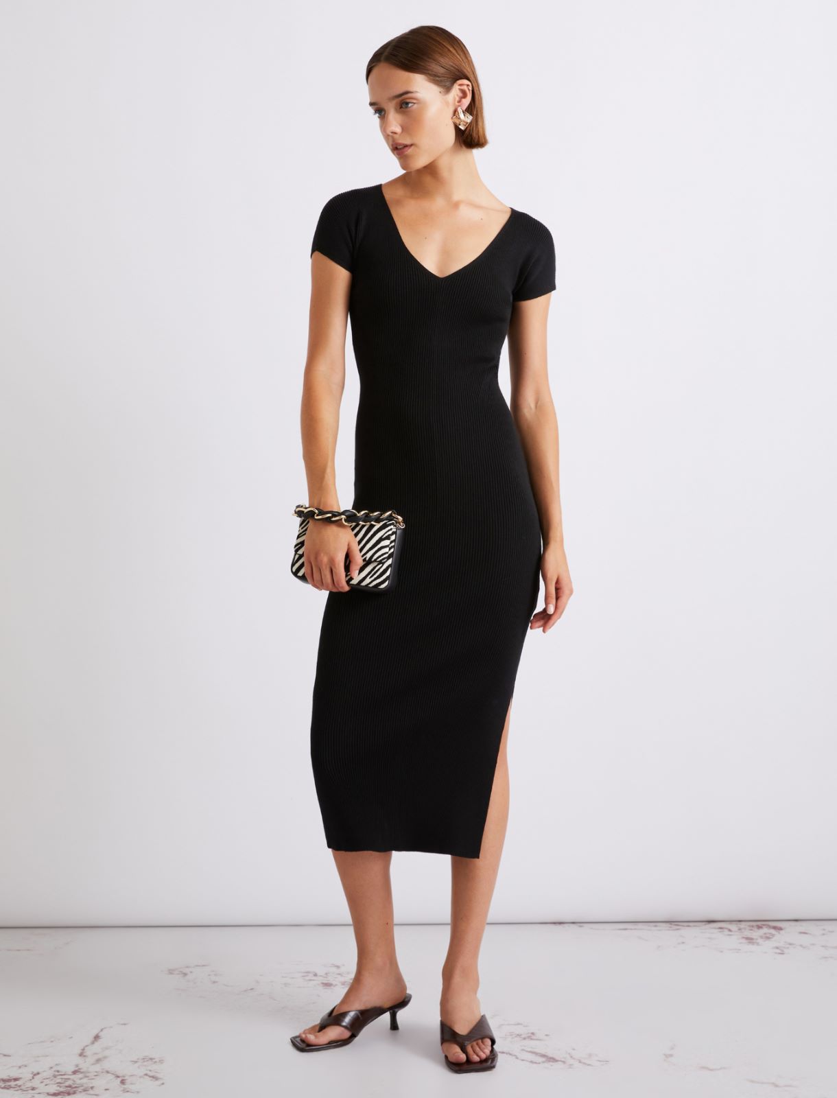 Viscose-knit calf-length dress - BLACK - Marella - 2