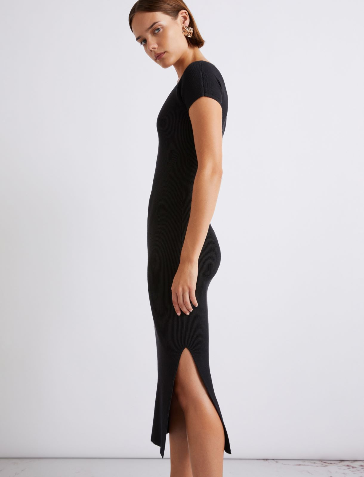 Viscose-knit calf-length dress - BLACK - Marella - 5