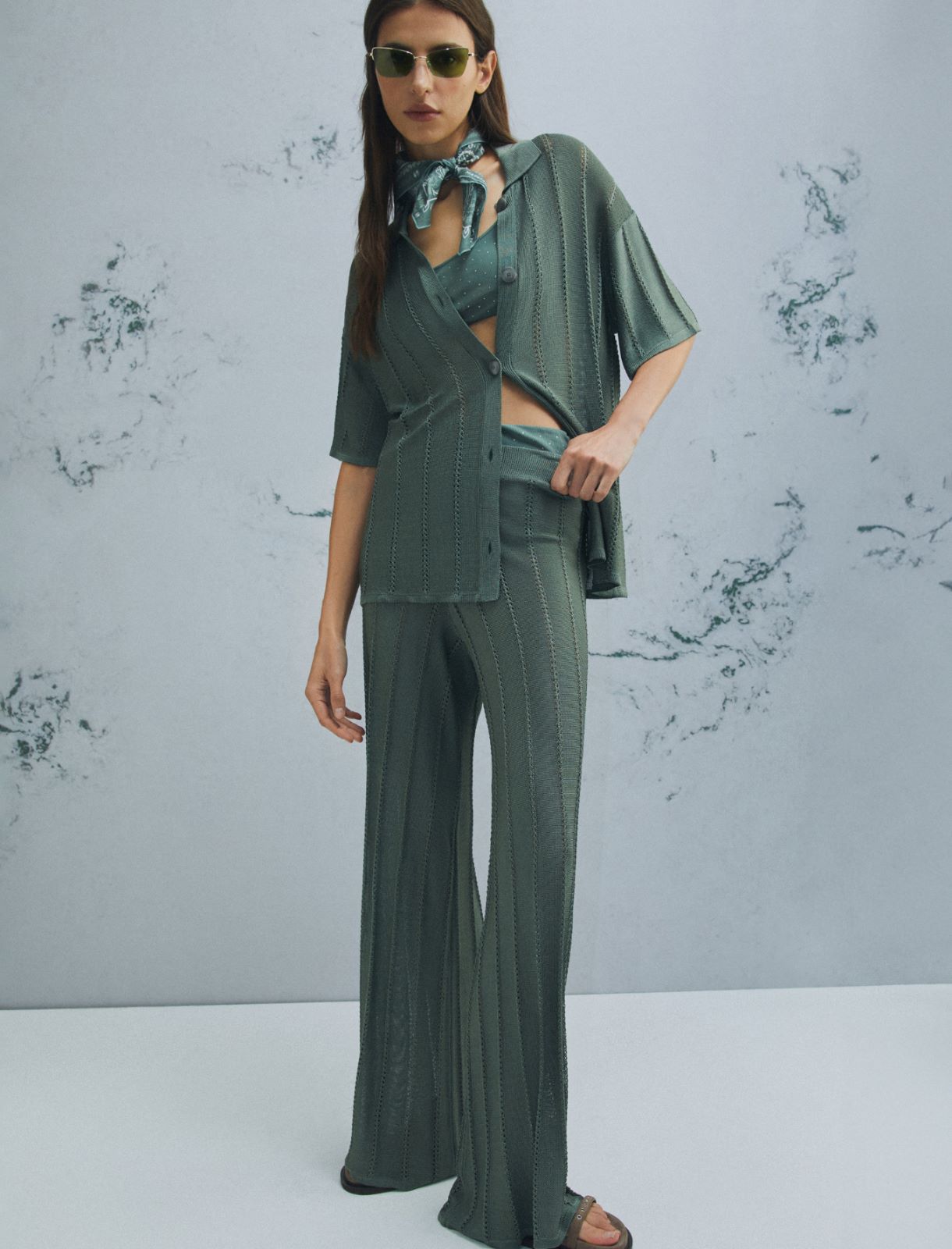 Open-knit trousers - GREEN - Marella - 4