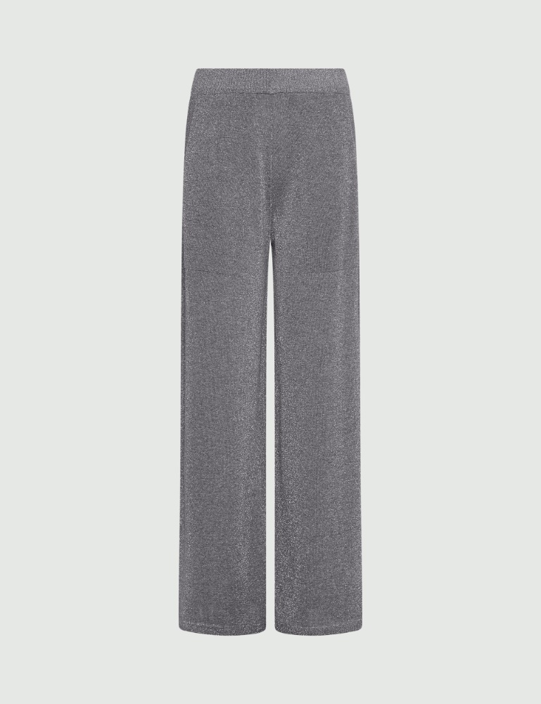 Lurex-embellished wide-fit knitted trousers - Marella
