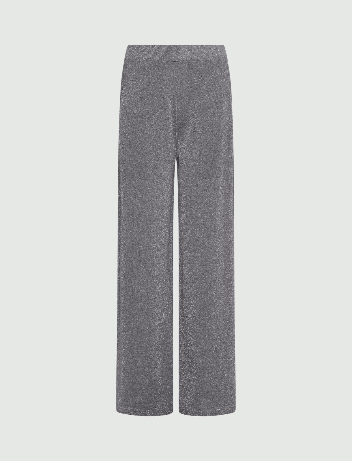 Lurex-embellished wide-fit knitted trousers - GREY - Marella
