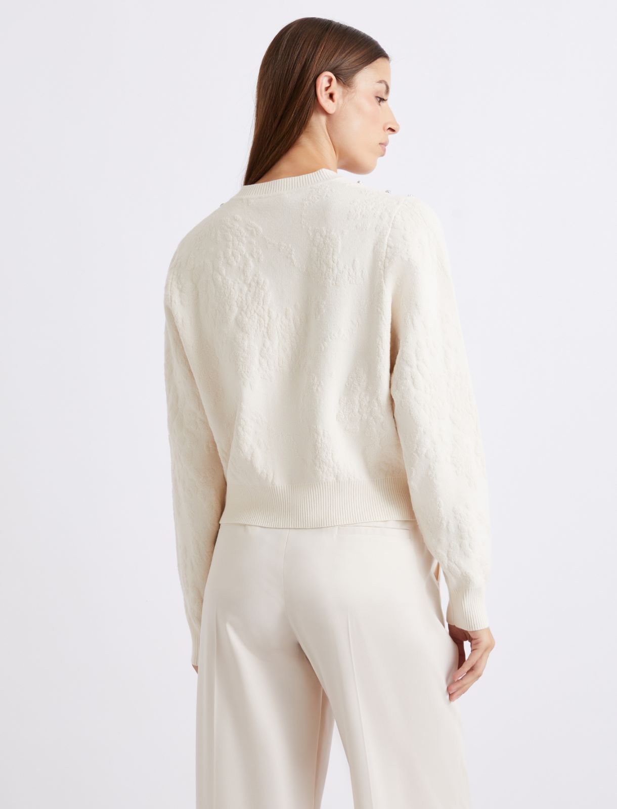 Cardigan en viscose et coton - CREME - Marella - 3