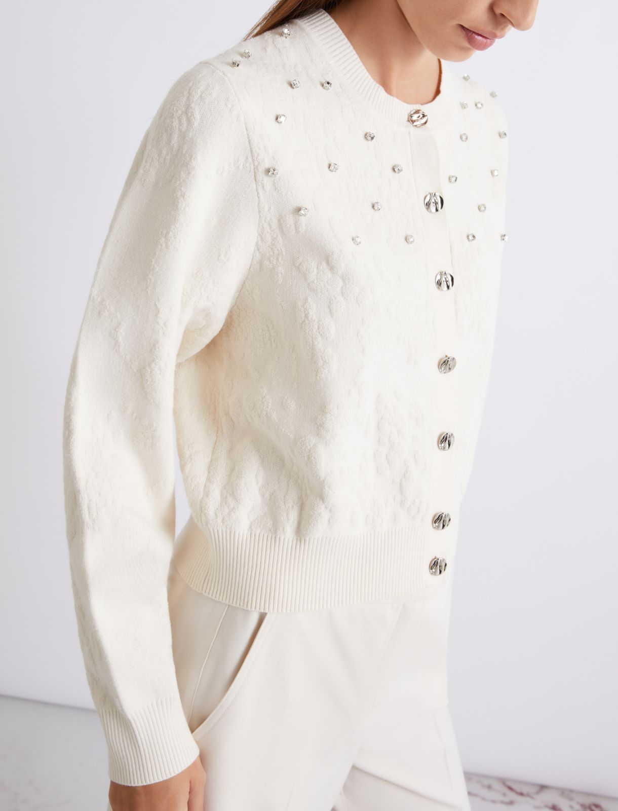 Cardigan en viscose et coton - CREME - Marella - 5