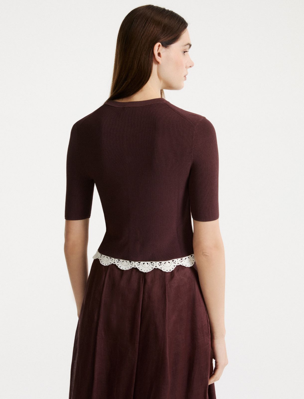 Viscose-blend knit cardigan - BROWN - Marella - 3