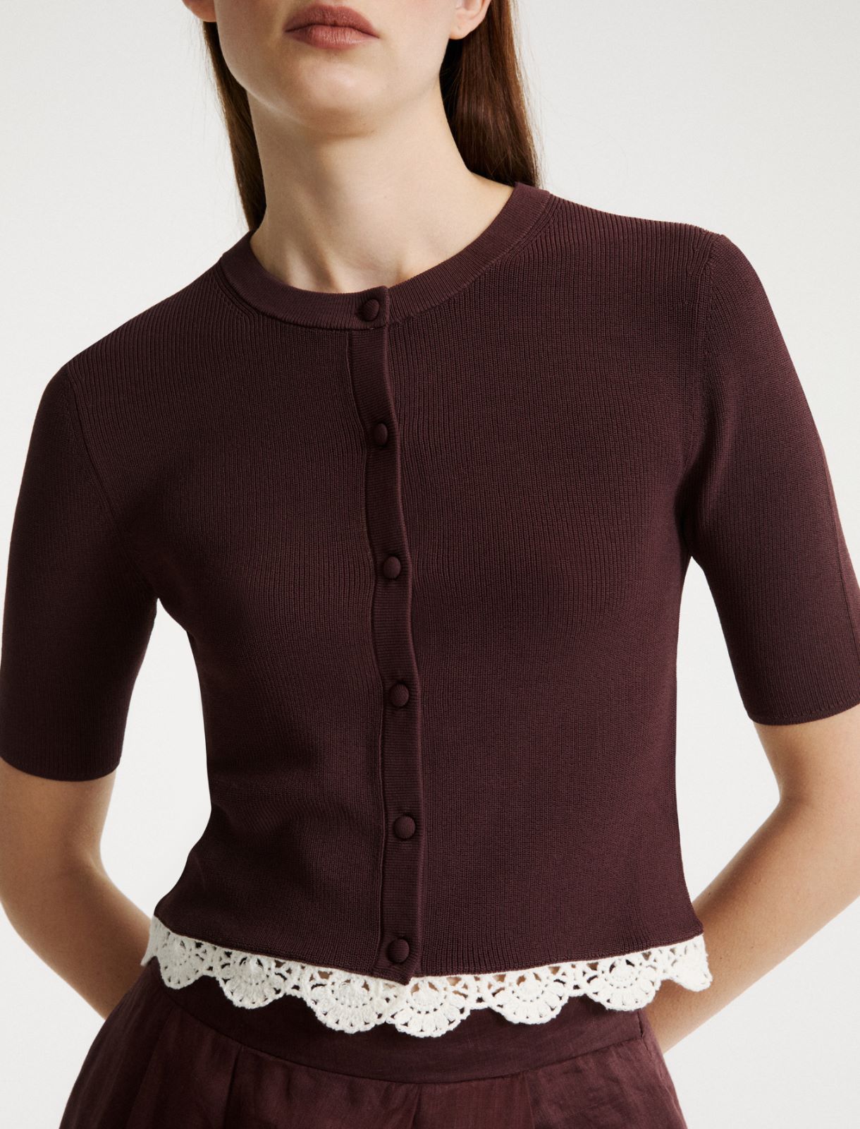 Viscose-blend knit cardigan - BROWN - Marella - 5