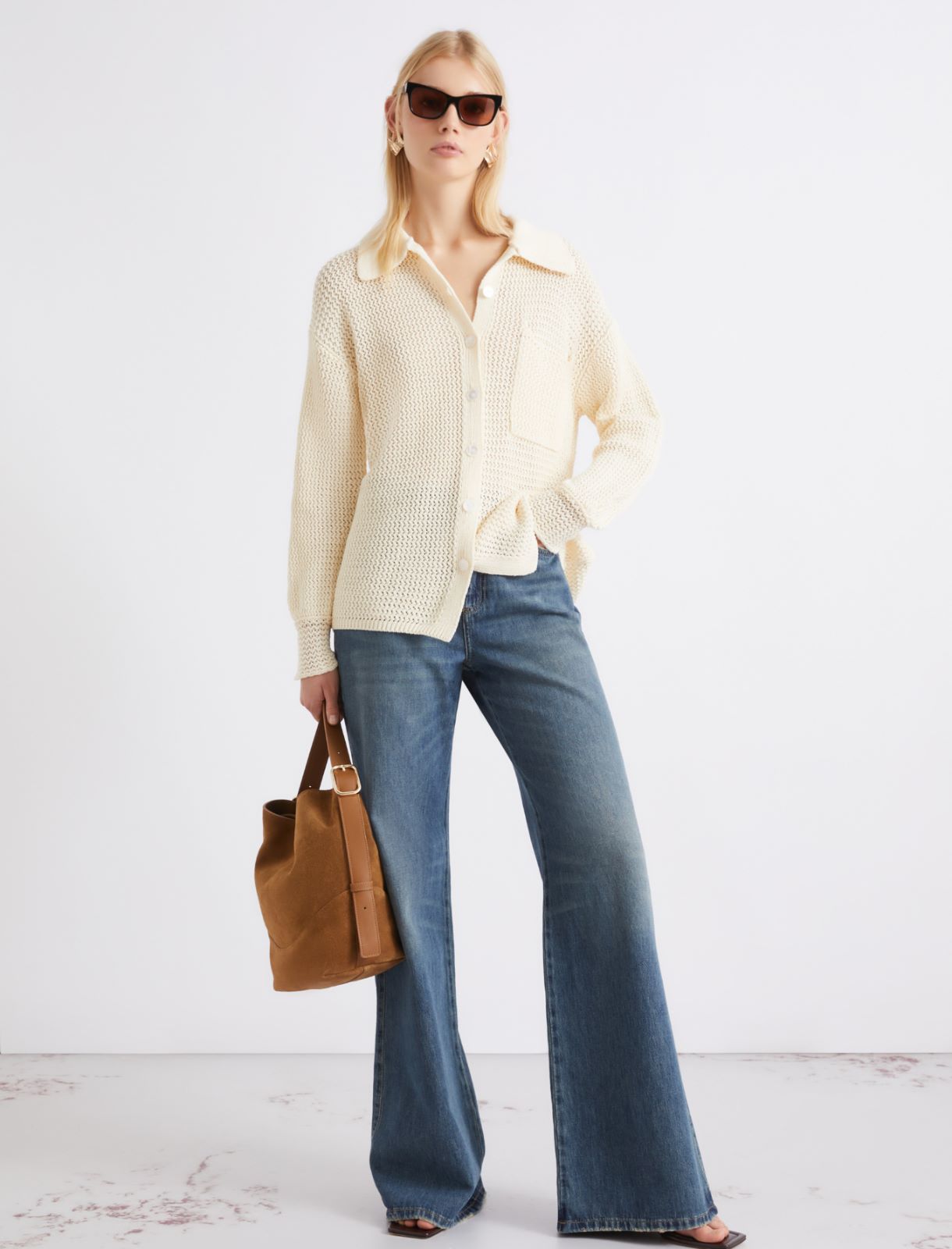 Pure cotton knit jacket - WOOL WHITE - Marella - 2