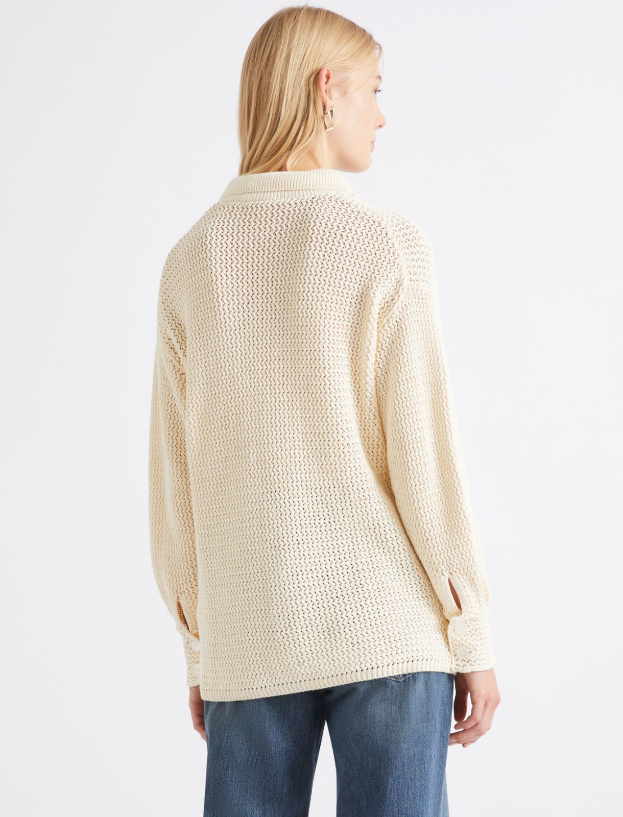 Pure cotton knit jacket - WOOL WHITE - Marella - 3