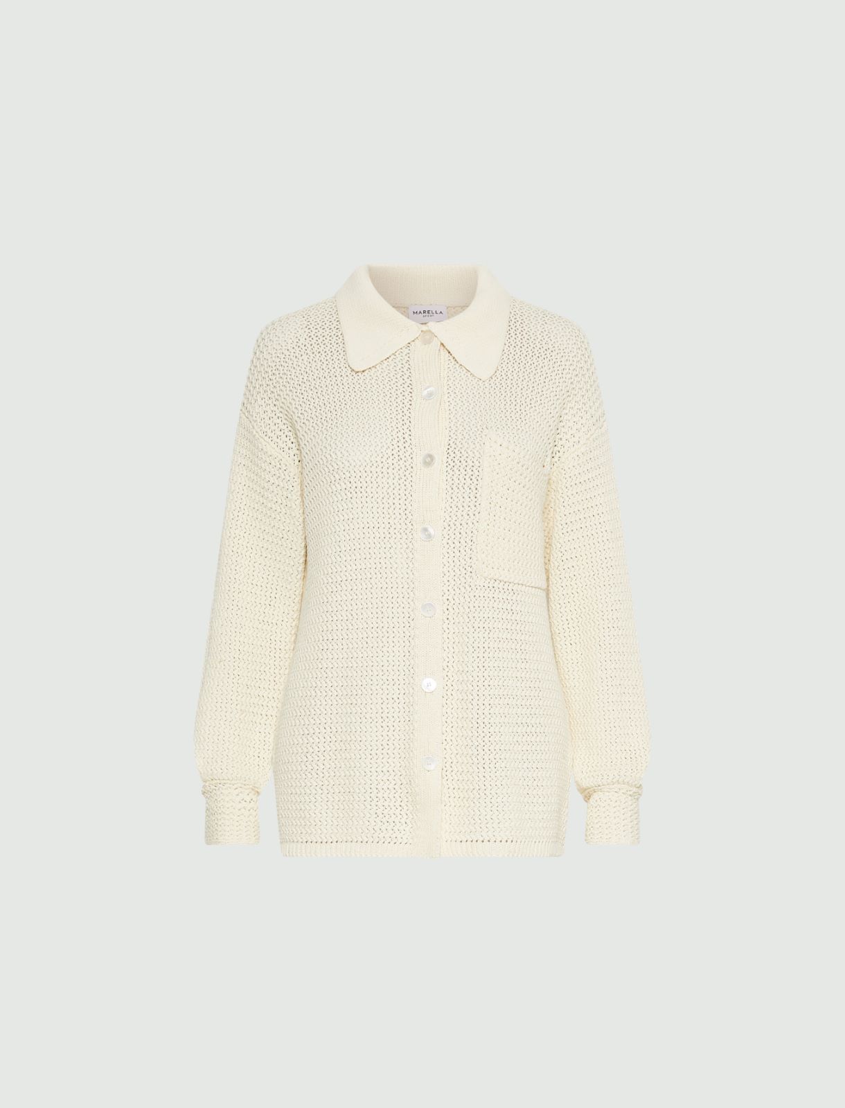Pure cotton knit jacket - WOOL WHITE - Marella