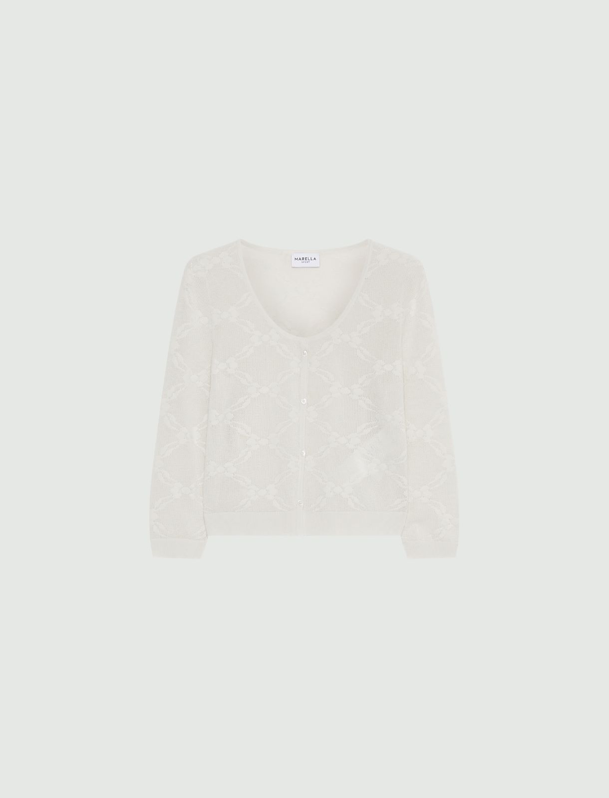 Ultra-light lace knit cardigan - CREAM - Marella