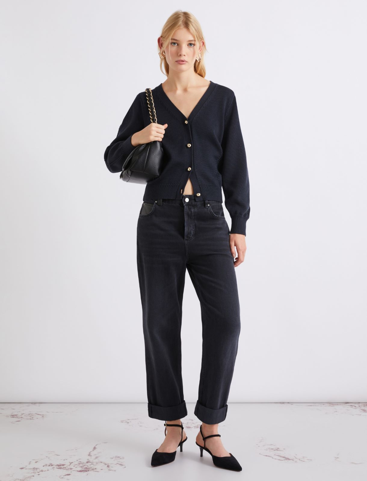 Slim-fit V-neck cardigan - NAVY - Marella - 2