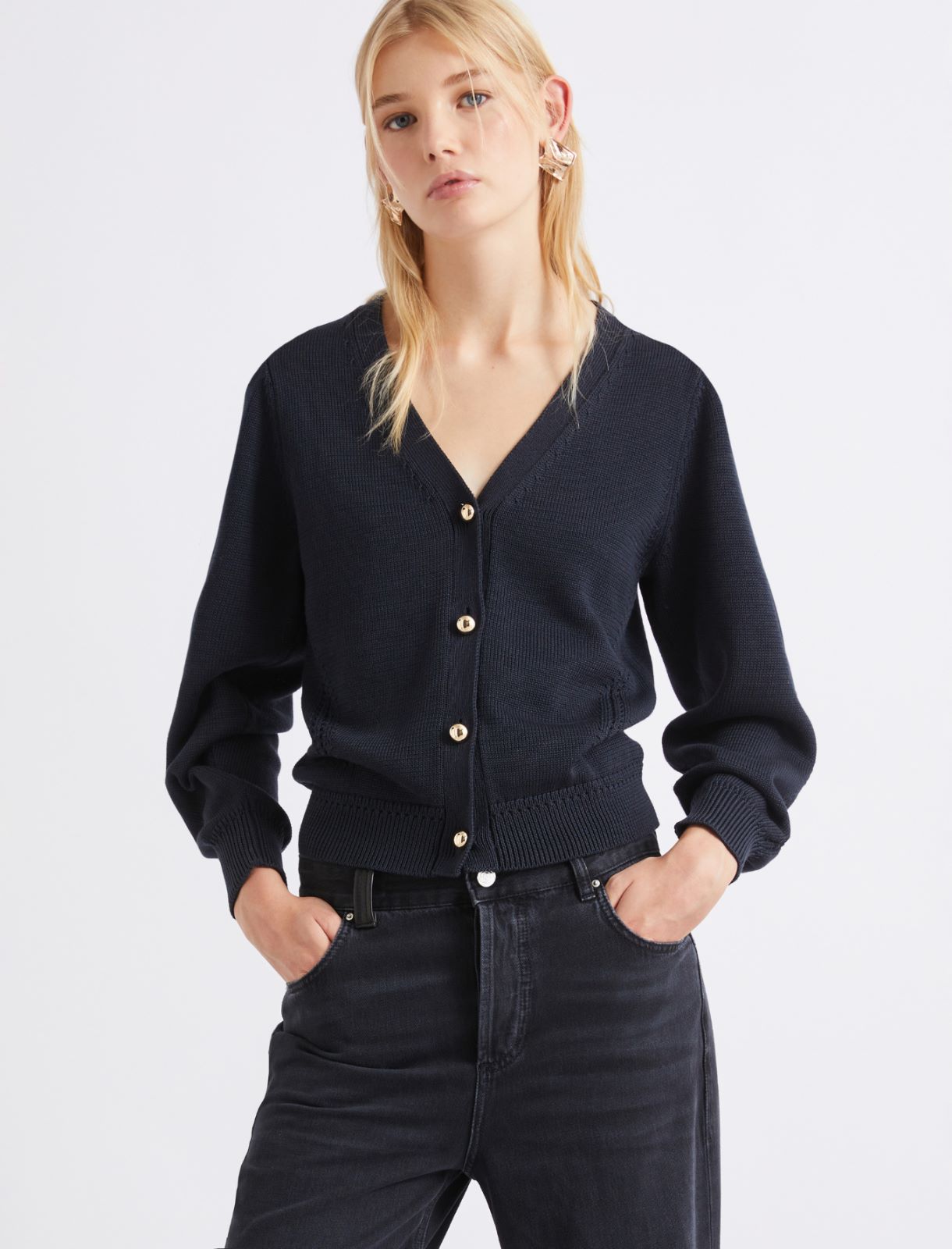 Slim-fit V-neck cardigan - NAVY - Marella - 4